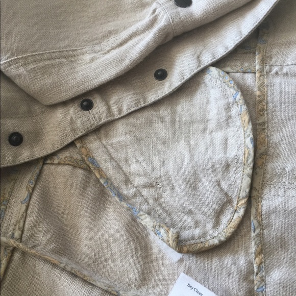 Beige Linen long sleeve snap jacket w/ peplum sz10 - Picture 7 of 7